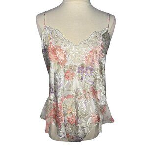 Vintage Lucie Ann II Floral Lace Neckline Teddy Bodysuit Lingerie Size Large